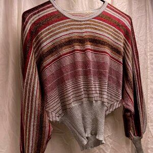 Vintage Shimmery high waisted sweater with bell sleeves disco or 70svibe small
